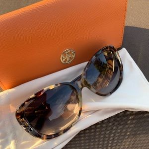 Tory Burch Grey Tortoise Print Sunglasses